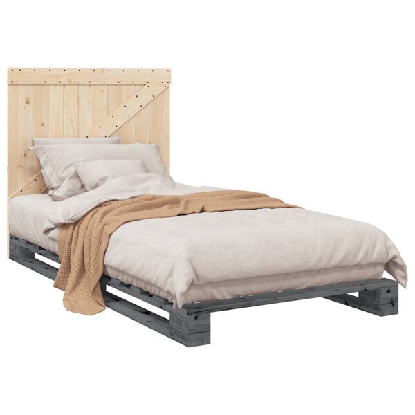 vidaXL Bed Frame without Mattress Grey 100x200 cm Solid Wood Pine