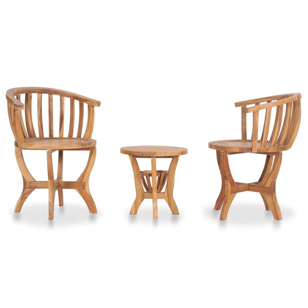 vidaXL 3 Piece Garden Bistro Set Solid Teak Wood