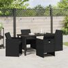 vidaXL Garden Dining Set 5 pcs Black Poly Rattan