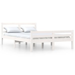 vidaXL Bed Frame without Mattress White Solid Wood 140x200 cm
