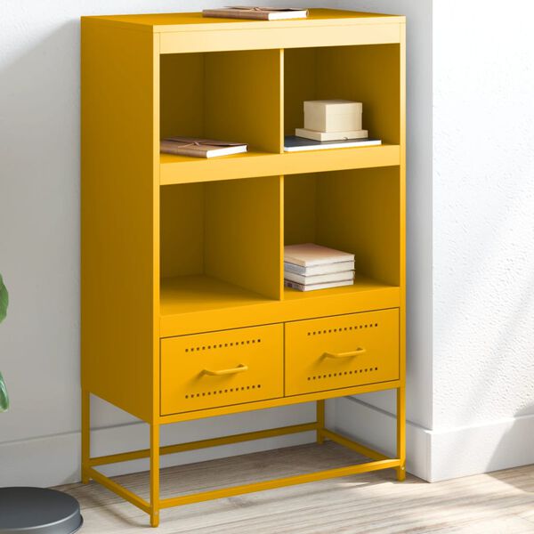 vidaXL Highboard Mustard Yellow 68.5x39x111.5 cm Steel