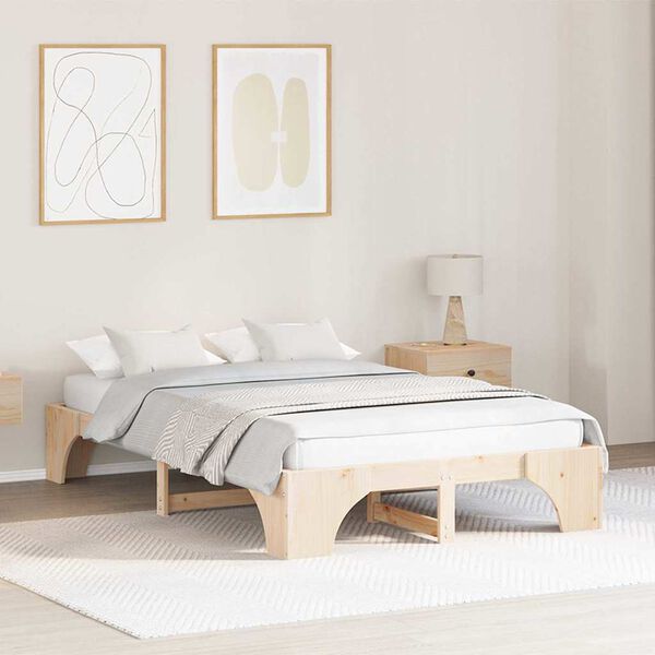 vidaXL Bed Frame Natural 120 x 200 cm Solid Pine Wood
