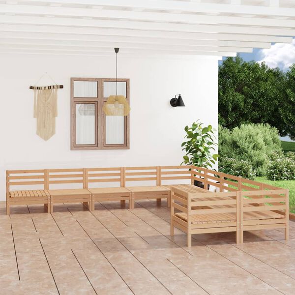 vidaXL 10 Piece Garden Lounge Set Solid Wood Pine