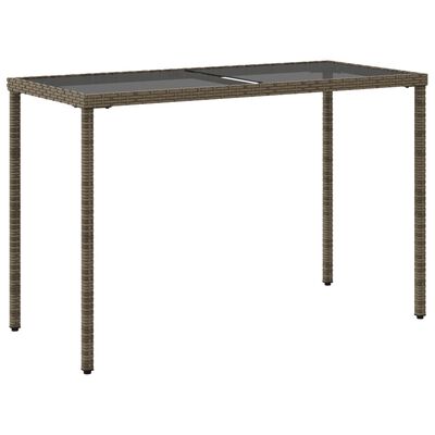 vidaXL Garden Table with Glass Top Grey 115x54x74 cm Poly Rattan