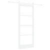 vidaXL Sliding Door White 83 x 202 cm Solid Pine Wood and Glass