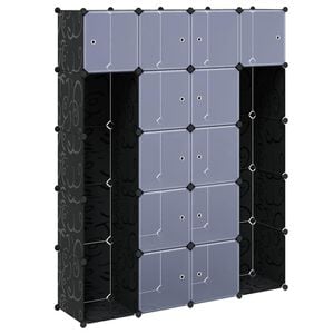 vidaXL Modular Cabinet 14 Compartments Black and White 37x146x180.5 cm