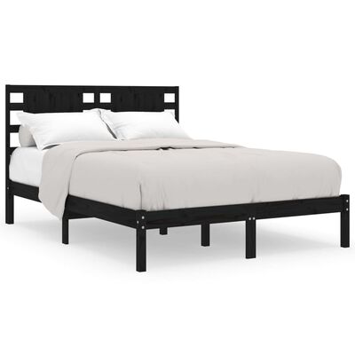 vidaXL Bed Frame Black Solid Wood 150x200 cm King Size