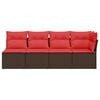 vidaXL Garden Sofa with Cushion Brown 227 x 62 x 69cm Poly Rattan