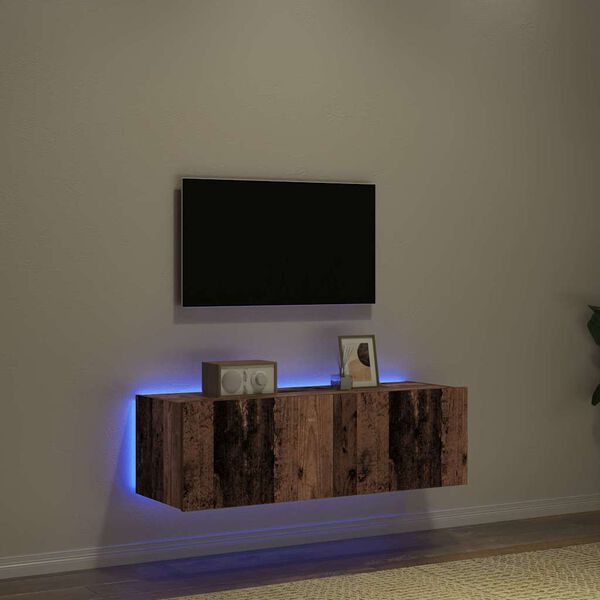 vidaXL TV Wall Cabinet 2 pcs Old Wood 100 x 35 x 31 cm Engineered Wood