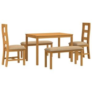 vidaXL Dining Set 5 pcs Beige Solid Oak Wood