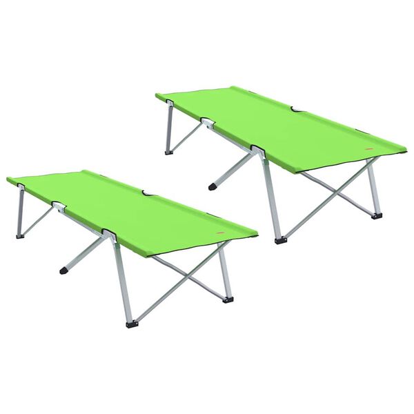 vidaXL Folding Camping Bed Folding 2 pcs Dark green 62 x 194 x 42 cm