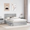 vidaXL Bed Frame with Drawer Grey Sonoma 160 x 200 cm Engineer Wood