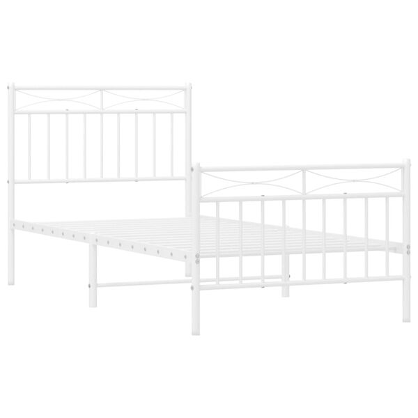 vidaXL Metal Bed Frame without Mattress with Footboard White 90x200cm