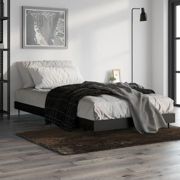 vidaXL Bed Frame without Mattress Black 90x190 cm Single Engineered Wood