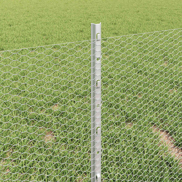 vidaXL Fence with Post Silver 0.4 x 25 m Steel