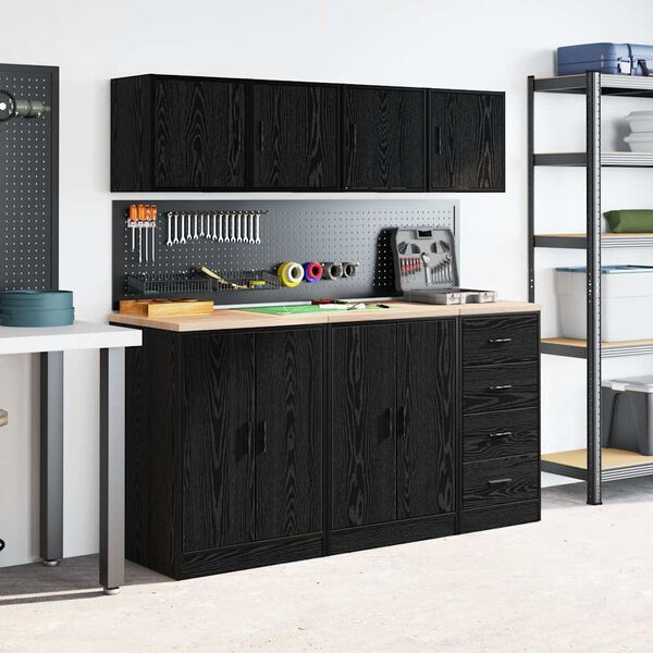 vidaXL Garage Wall Cabinets 2 pcs Black Engineered Wood