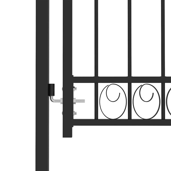 vidaXL Fence Gate with Arched Top Steel 100x98.5 cm Black