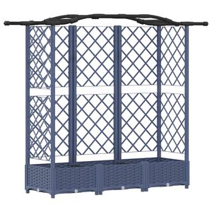 vidaXL Raised Bed with Trellis and Roof Grey 163 x 40 x 123 cm PP