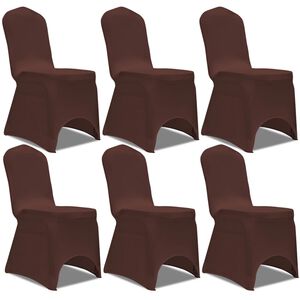 vidaXL Stretch Chair Cover 6 pcs Brown