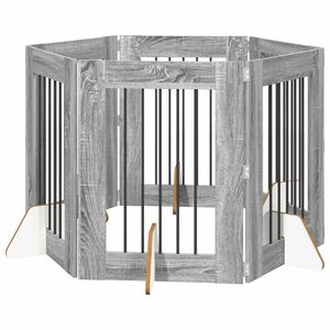 vidaXL Dog Gate with Stands 6 pcs Grey Sonoma 60 x 80 cm