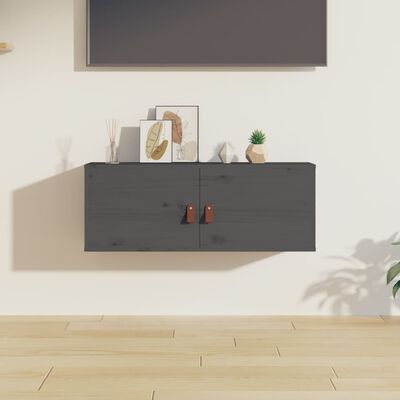 vidaXL Wall Cabinet Grey 80x30x30 cm Solid Wood Pine