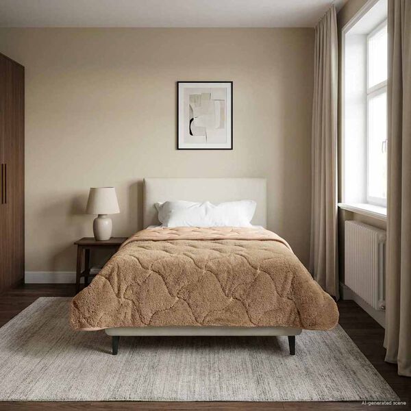 vidaXL Full Year Duvet Taupe 135 x 220 cm Microfiber and Teddy fleece