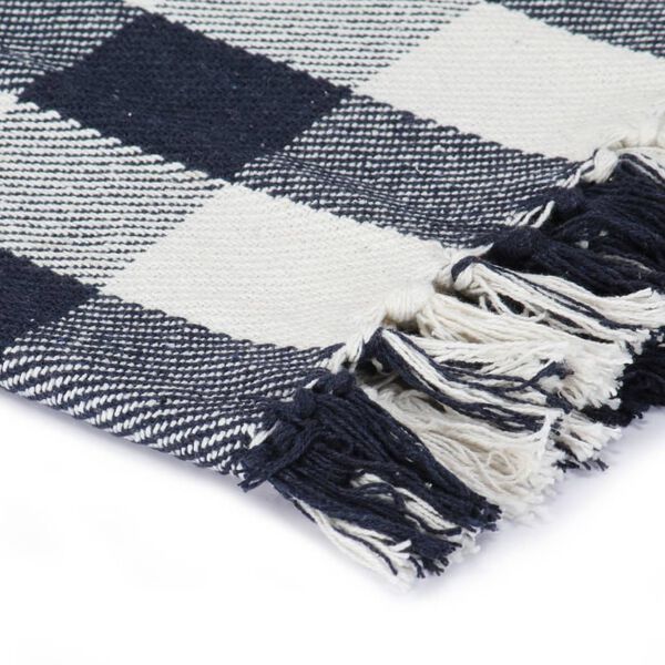 vidaXL Throw Cotton Check 125x150 cm Navy Blue