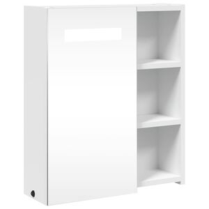 vidaXL Bathroom Mirror Cabinet with LED Light White 45x13x52 cm