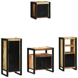 vidaXL Bathroom Furniture Set 4 pcs Brown and Black Solid Mango Wood