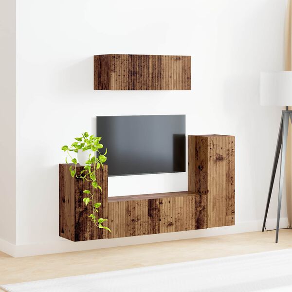 vidaXL TV Cabinet Set 4 pcs Old Wood Engineered Wood