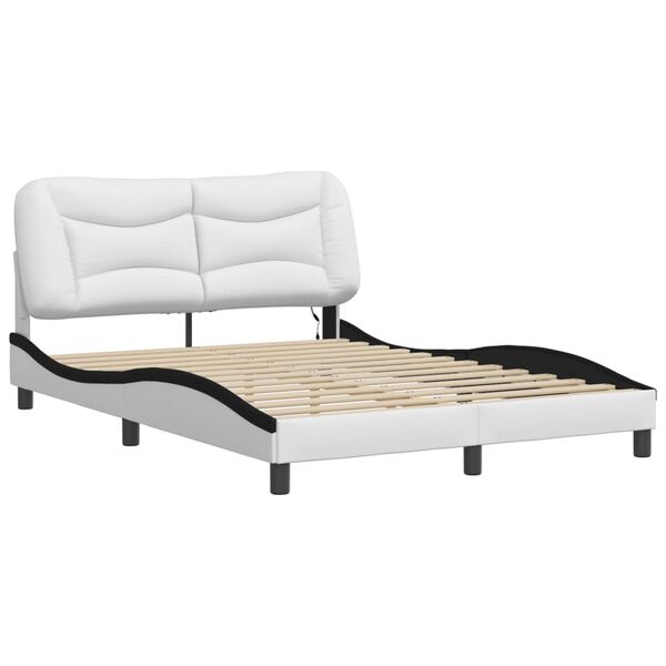 vidaXL Bed Frame with LED without Mattress "Hvar" White and Black 140x200 cm