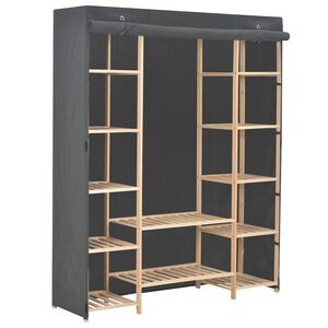 vidaXL Wardrobe | Grey | Fabric and solid fir wood | 135 cm x 40 cm x 170 cm