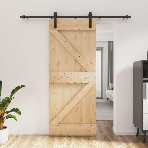 vidaXL Sliding Door with Hardware Set 85x210 cm Solid Wood Pine