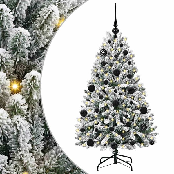vidaXL Artificial Christmas Tree Green and White 120 cm PVC and Metal