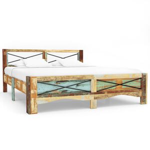 vidaXL Bed Frame | Multicolour | Solid reclaimed wood | 140x200 cm