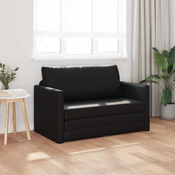 vidaXL Folding Sofa Bed Black 124 x 71 x 78 cm PVC