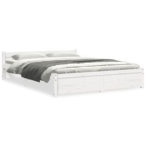 vidaXL Bed Frame without Mattress White Solid Wood 140x200 cm