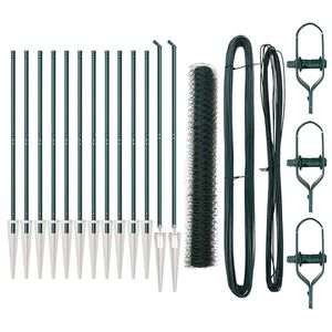 vidaXL Hexagonal Fence with Post 25 x 1.4 m PVC-Coated Steel Green