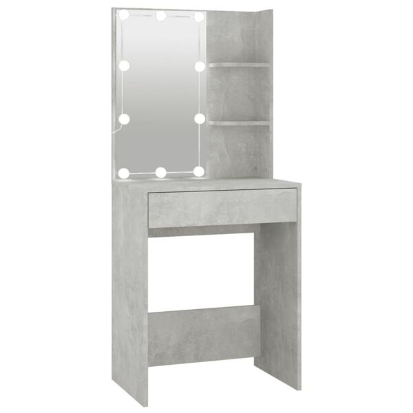 vidaXL Dressing Table with LED Concrete Grey 60x40x140 cm