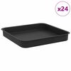 vidaXL Square Flower Tray 24 pcs Black 15 x 15 x 2 cm Plastic