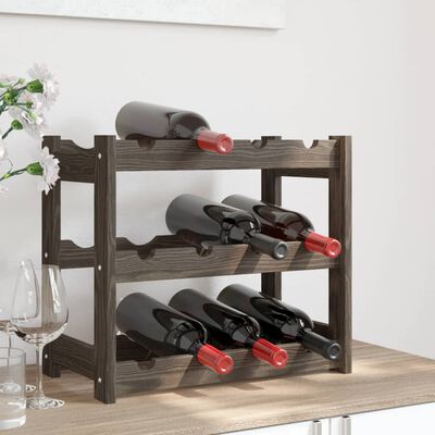 vidaXL Wine Rack for 12 Bottles Grey Solid Wood Pine