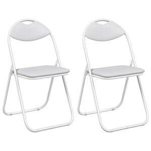 vidaXL Folding Chair 2 pcs Faux Leather White 48 x 43.5 x 81 cm