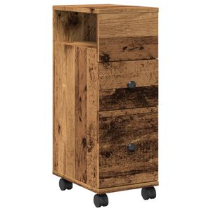 vidaXL Narrow Bathroom Cabinet with Wheels Old Wood Engineered Wood