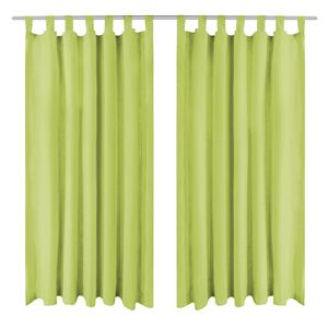 vidaXL Micro-Satin Curtains 2 pcs with Loops 140x175 cm Green