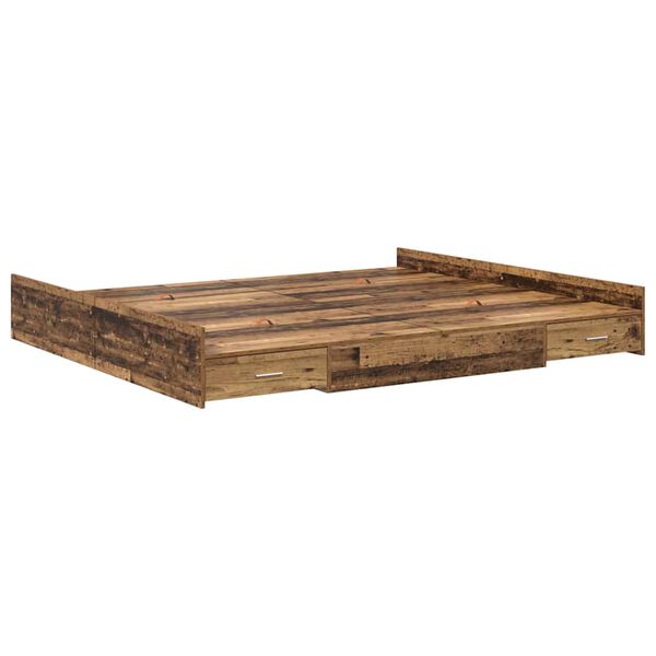 vidaXL Storage Bed Frame Old Wood 180 x 200 cm Engineered Wood