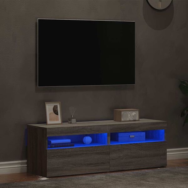 vidaXL TV Cabinets 2 pcs with LED Lights Grey Sonoma 60x35x40 cm