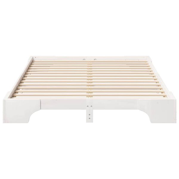 vidaXL Bed Frame White 140 x 210 cm Solid Pine Wood