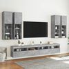 vidaXL 7 Piece TV Wall Cabinet Set with LED Lights Concrete Grey