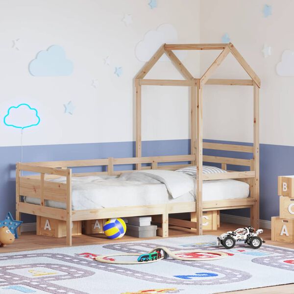 vidaXL Day Bed with Roof without Mattress 90x200 cm Solid Wood