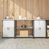 vidaXL Kitchen Storage Set with Shelf 3 pcs Silver Galvanised Steel